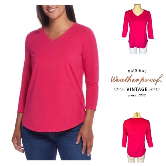 Weatherproof Tops - 2/$10 MOVING SALE Weatherproof Vintage Women's 3/4 Sleeve V Neck T-shirt Pink